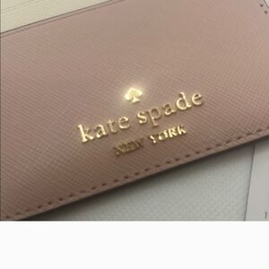 kate spade blush pink card pouch with tonal lining